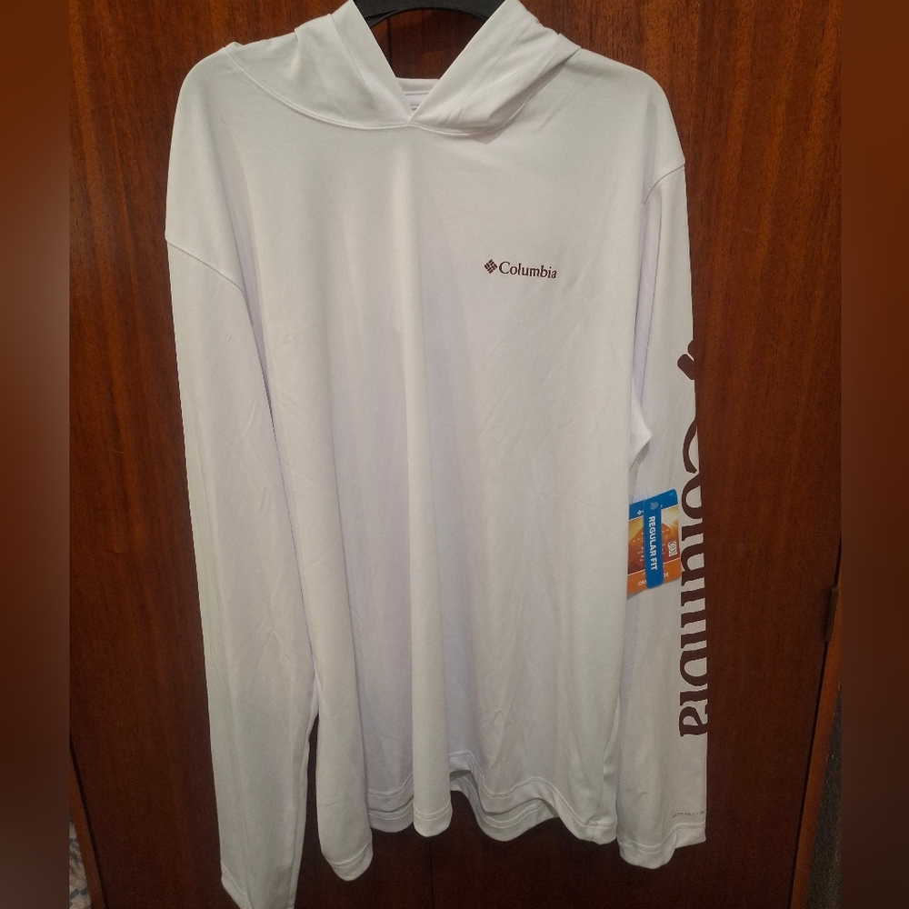 Columbia Omni-Shade SPF50 Long Sleeve White Hoodie Men's MEDIUM